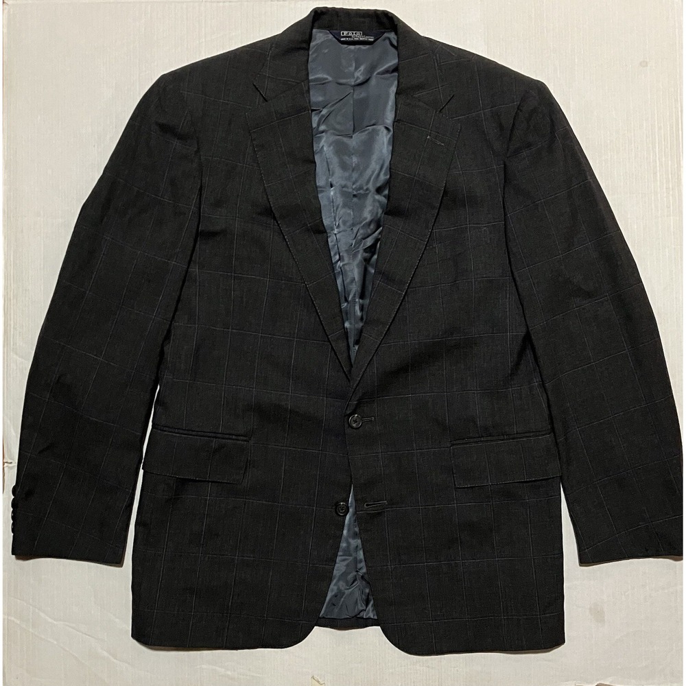 Vintage Polo Ralph Lauren Men's 2-Button Blazer Black Plaid‎ USA Size 42